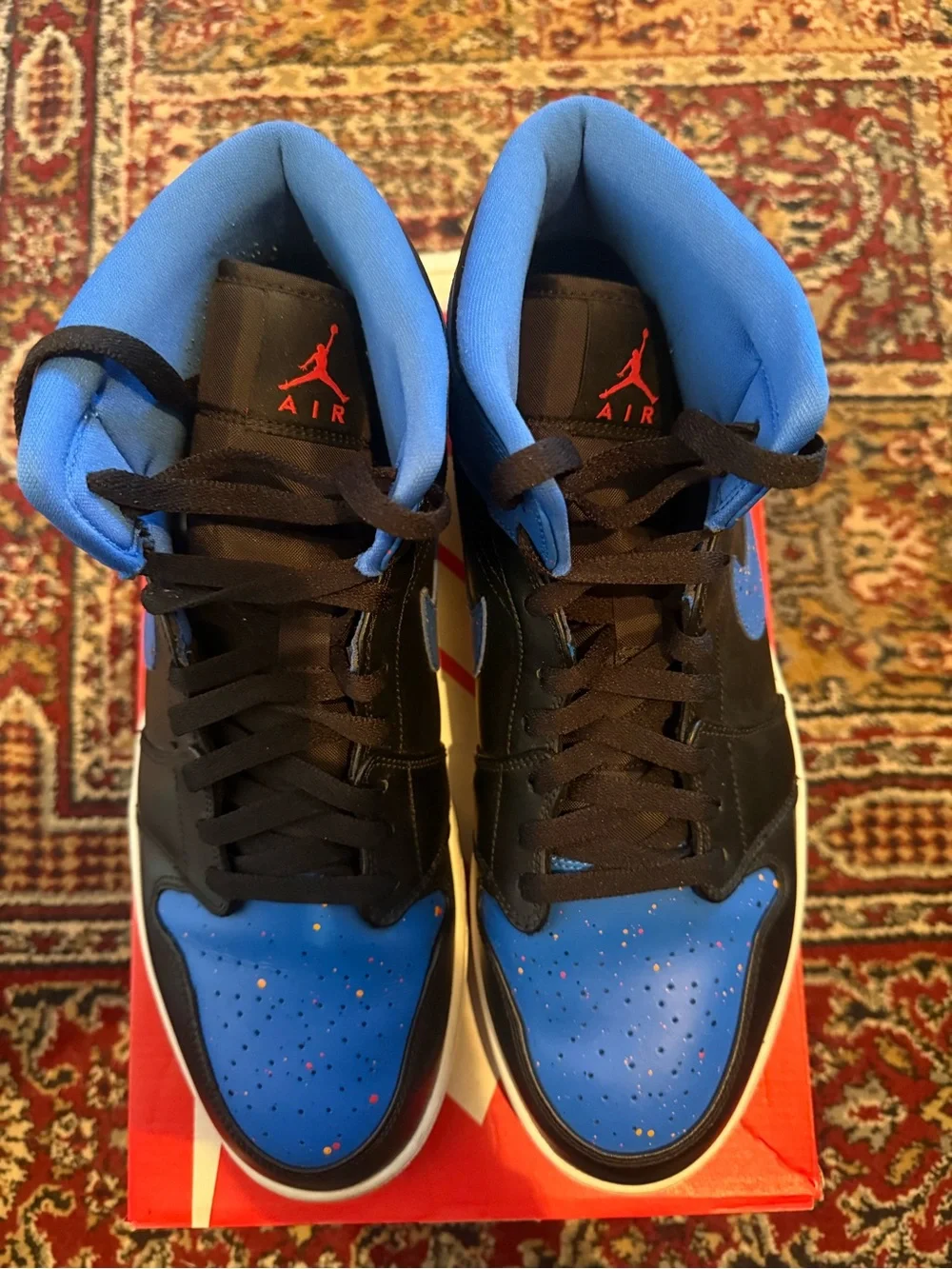 Jordan 1 Mid Royal Paint Splatter - Sneakers - Retro Style